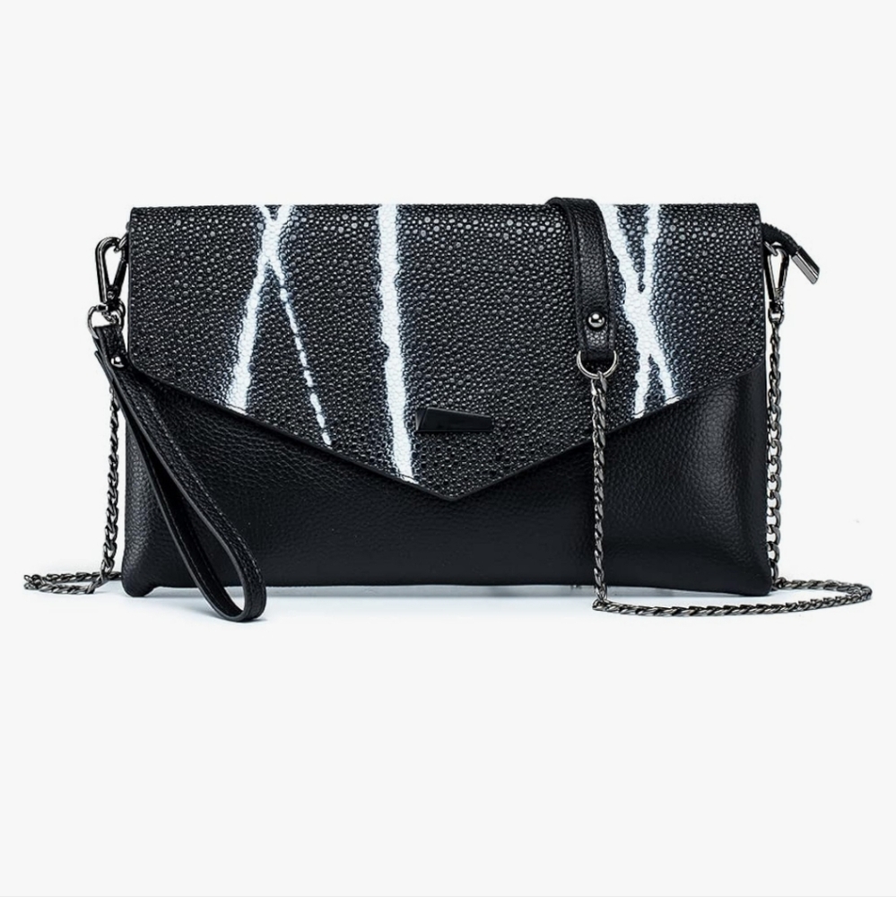 NEW Black Leather Clutch/Crossbody